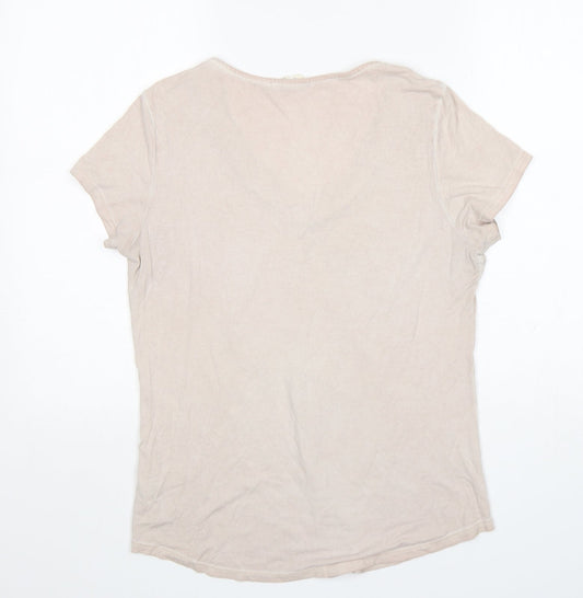 Womens UK Size 12 Nine Beige Basic T-Shirt