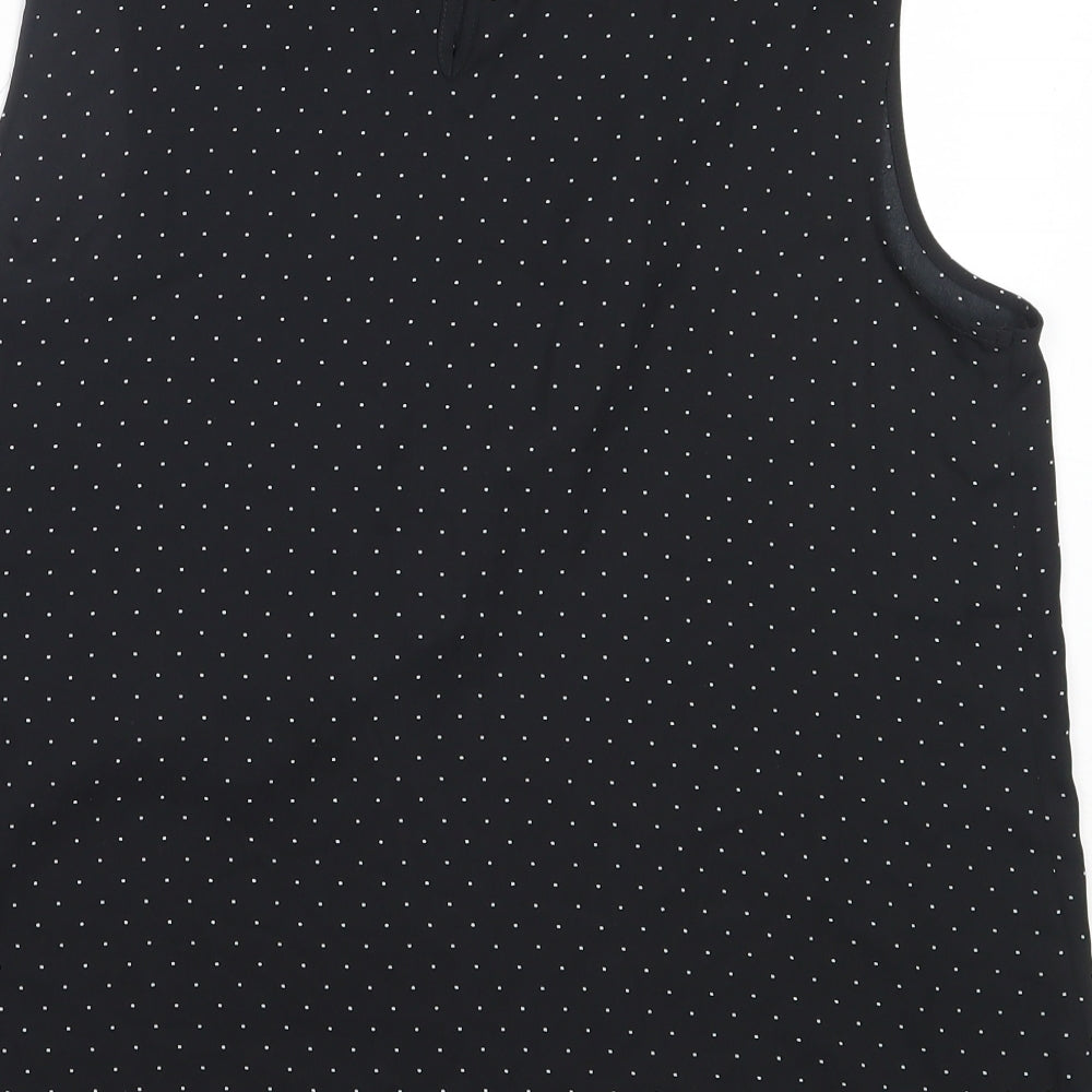 F&F Womens Black Polka Dot Polyester Basic Blouse Size 14 Round Neck