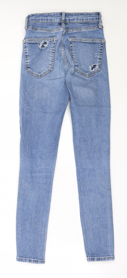 Topshop Womens Blue Cotton Skinny Jeans Size 25 in L25 in Regular