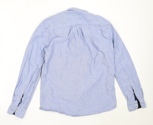 Mens UK Size S NEXT Blue Button-Up Long Sleeve Casual Shirt