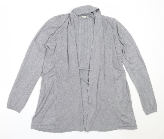 Additional front view of Tu women’s grey round neck viscose cardigan jumper, size UK 10