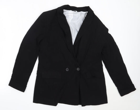Womens UK Size 10 Papaya Regular Black Blazer