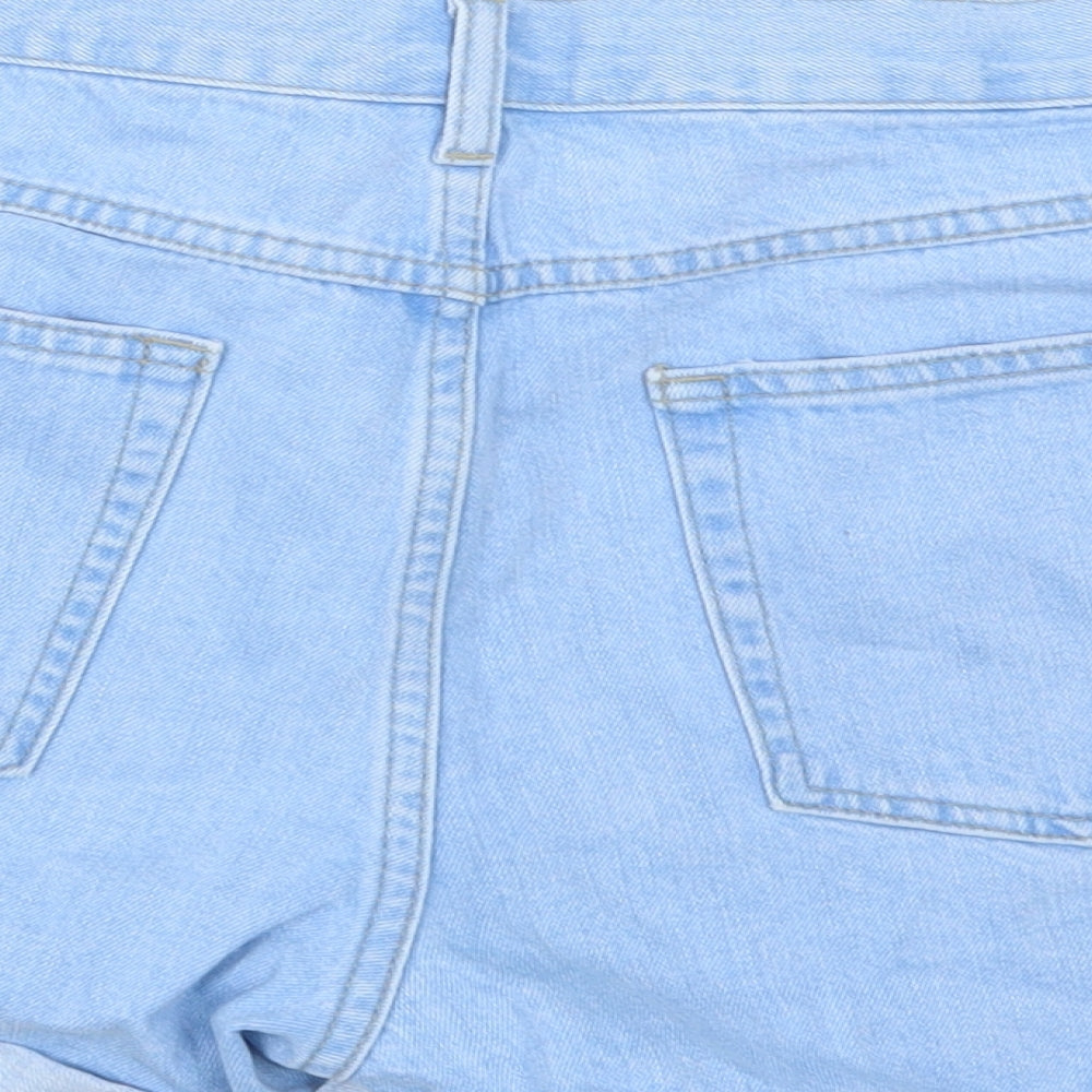 Topshop Womens Blue Cotton Hot Pants Shorts Size 12 L5 in Regular Button