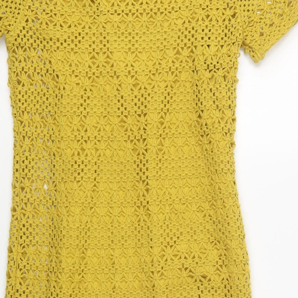 NEXT Womens Yellow Polyester Shift Size 6 Round Neck