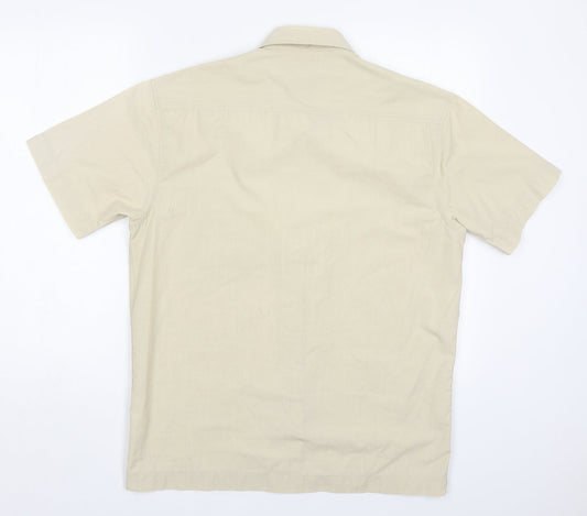 Mens UK Size M Urban Stone Beige Button-Up Short Sleeve Casual Shirt