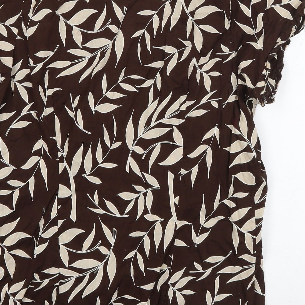 Womens UK Size 12 Evie Brown Basic Button-Up