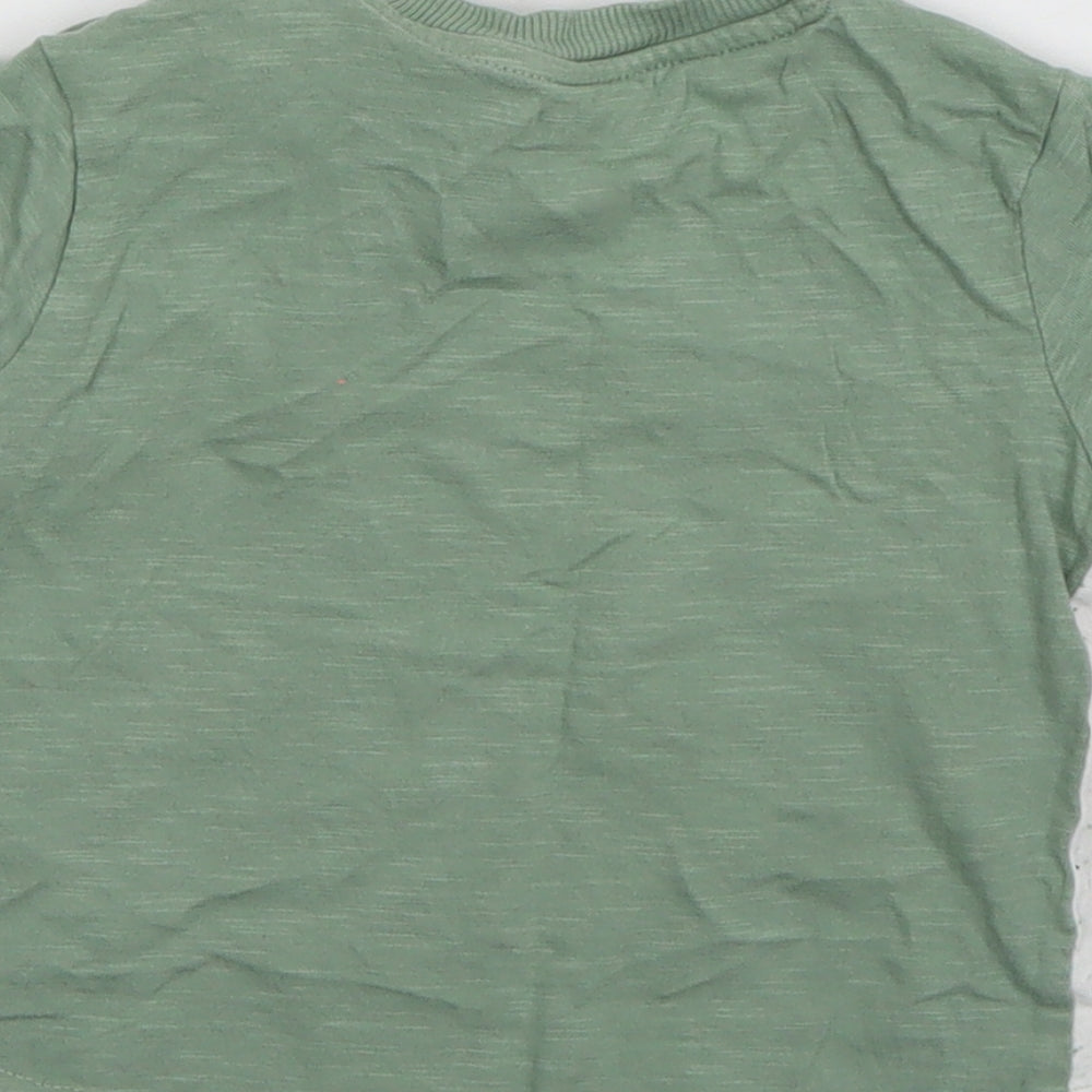 Nutmeg Boys Green Cotton Basic T-Shirt Size 12-18 Months Round Neck Pullover - Animals