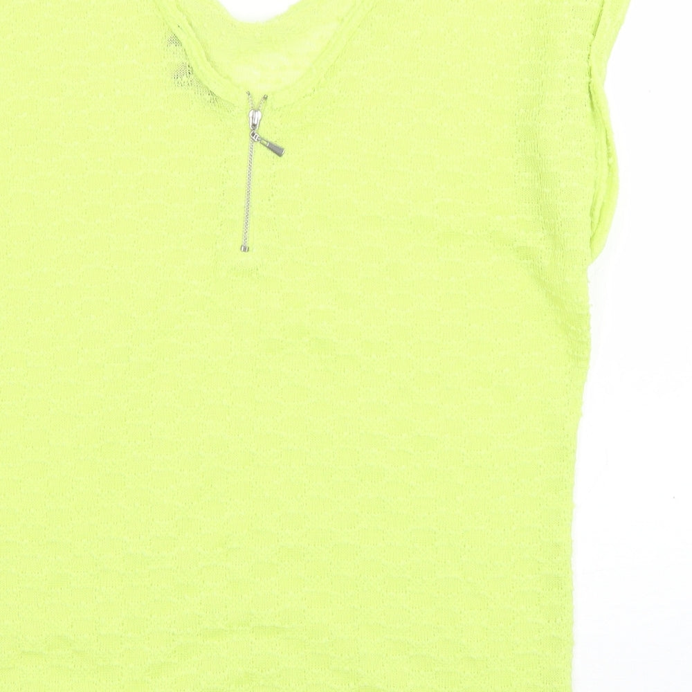 New Look Womens Green Polyester Basic T-Shirt Size 14 Scoop Neck
