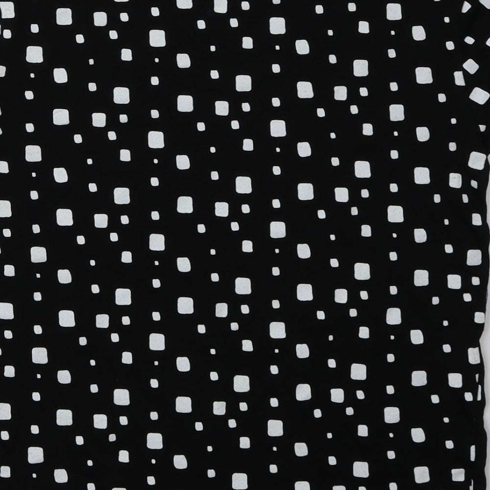 Primark Womens Black Geometric Cotton Basic T-Shirt Size 4 Crew Neck