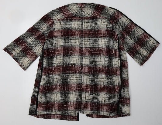ASOS Womens Red V-Neck Check Acrylic Cardigan Jumper Size 8