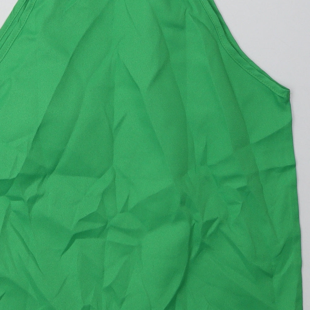 SheIn Womens Green Polyester Basic Tank Size M Scoop Neck