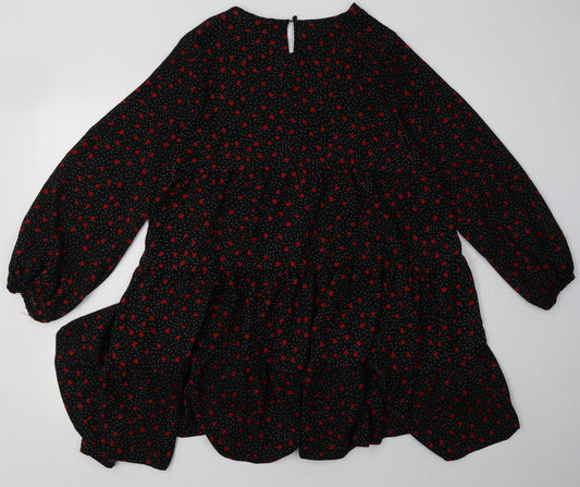 Cameo Rose Womens Pink Geometric Polyester A-Line Size S Crew Neck Button - Heart Print
