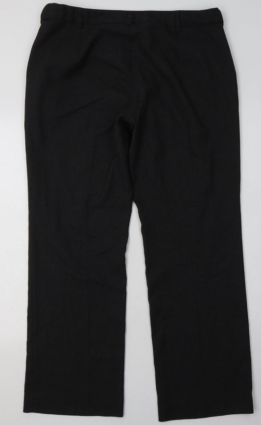 Simon Jersey Womens Grey Polyester Trousers Size 16 L32 in Regular Button
