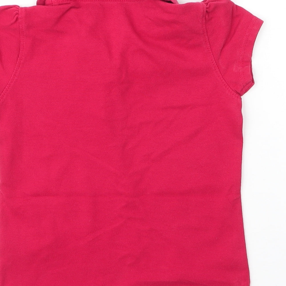 George Girls Red Cotton Basic Polo Size 5 Years Collared Button