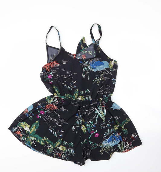 Primark Womens Blue Floral Polyester Romper One-Piece Size 14