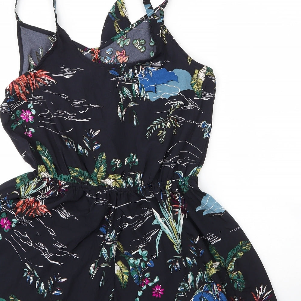 Primark Womens Blue Floral Polyester Romper One-Piece Size 14