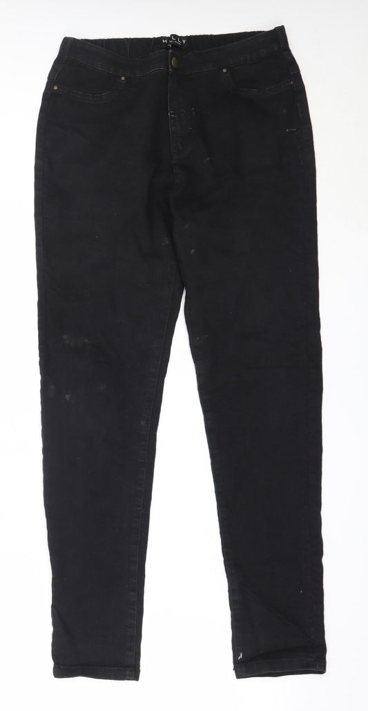 Additional front view of Peacocks women’s black cotton skinny jeans, size UK 12, 28-inch leg regular