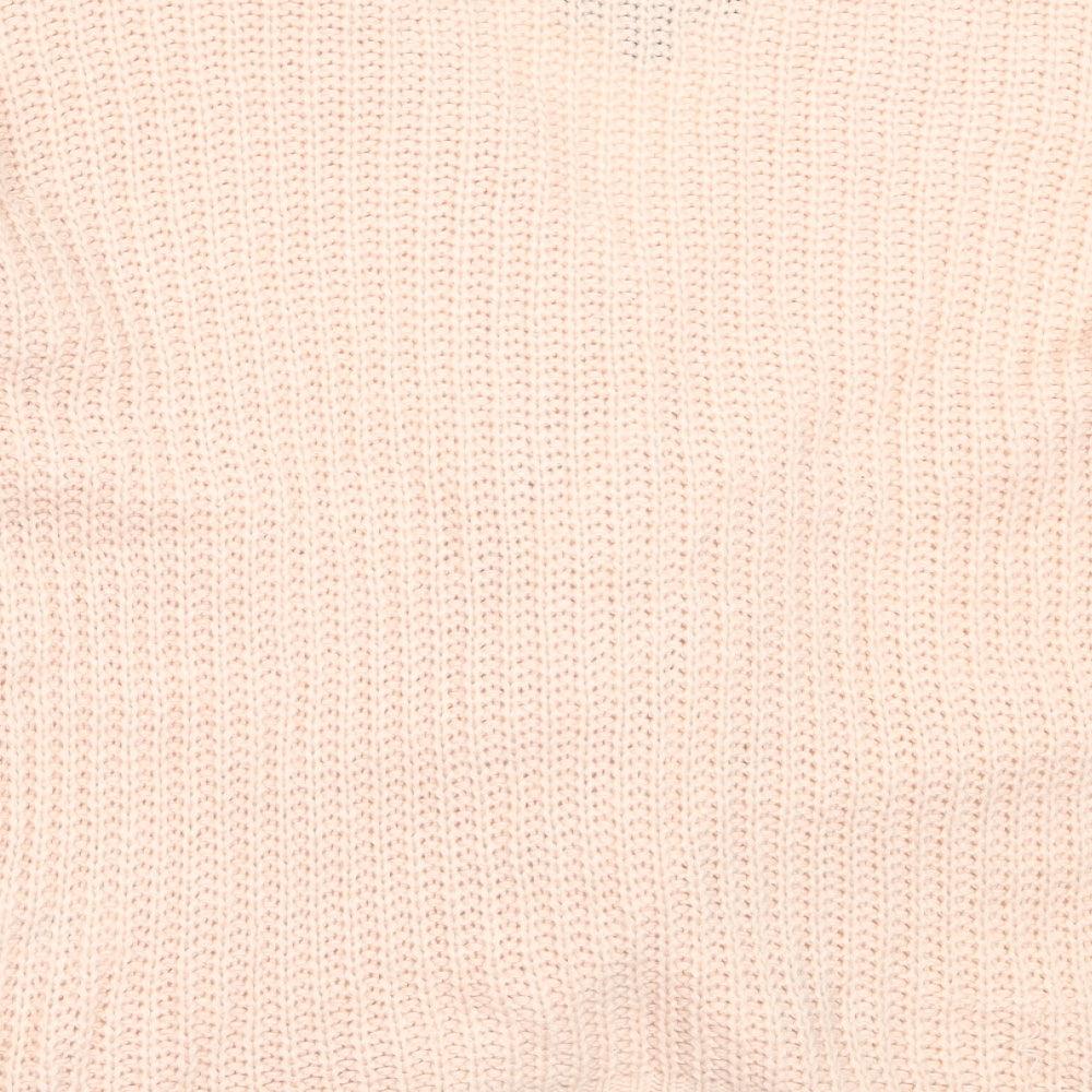 Parsian Womens Pink V-Neck Acrylic Pullover Jumper Size 8