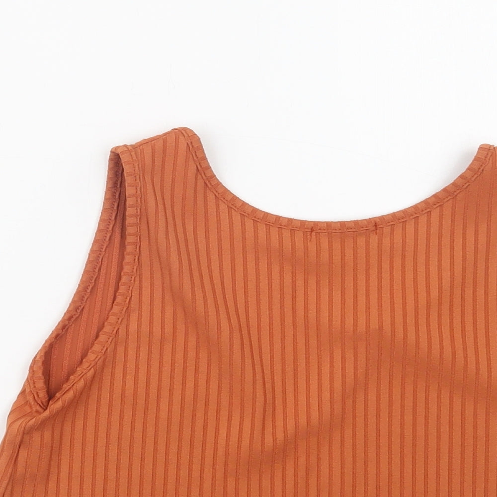 Womens UK Size 4 PRETTYLITTLETHING Brown Cropped Tank