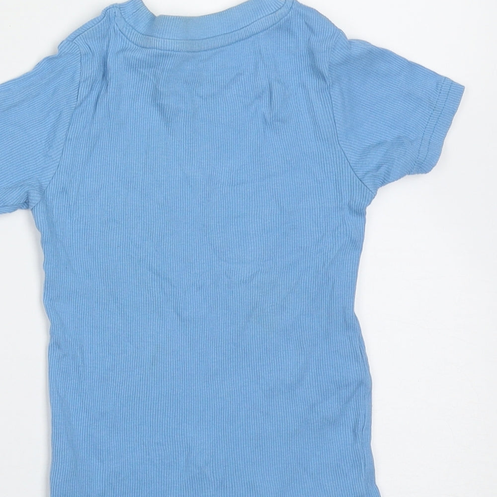NEXT Girls Blue Cotton Basic T-Shirt Size 2-3 Years Round Neck