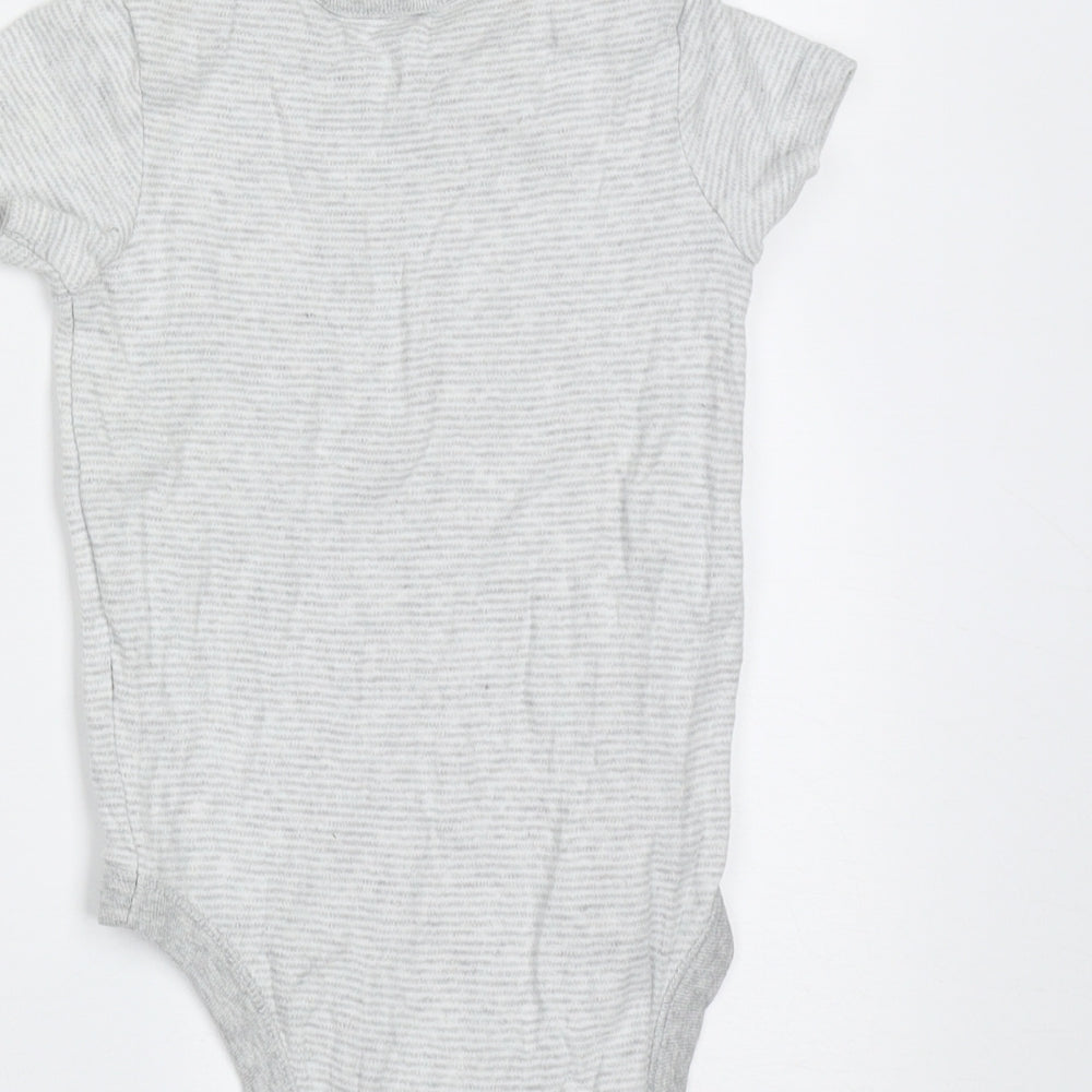 F&F Baby Grey Striped Cotton Babygrow One-Piece Size 12-18 Months