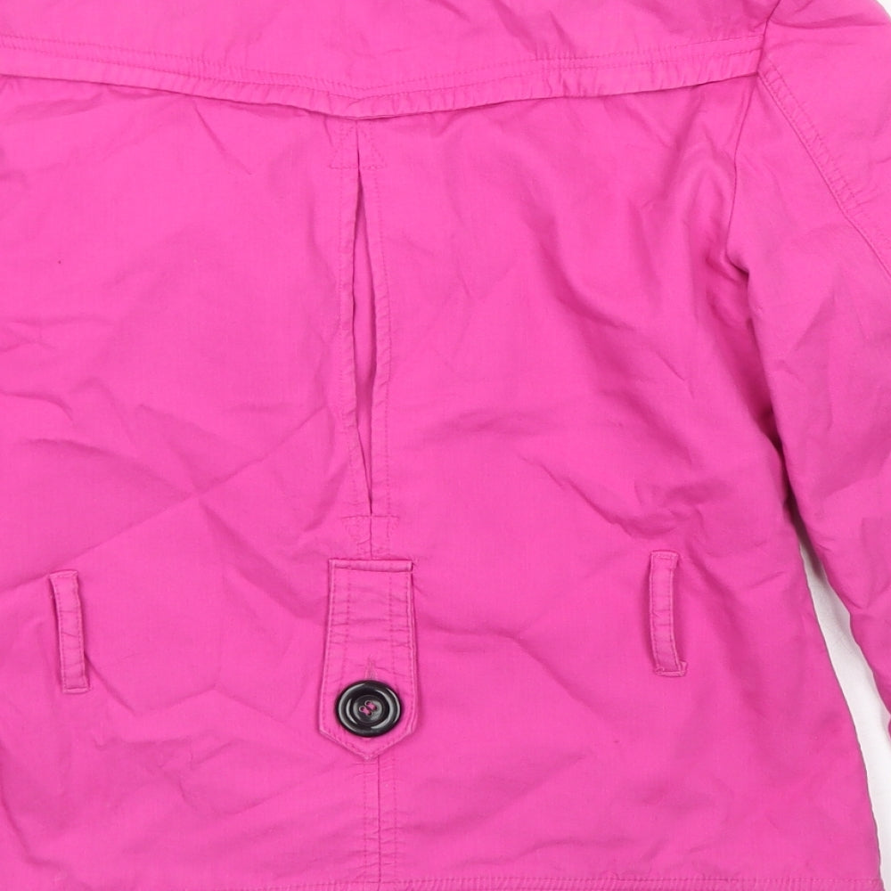 Brand and care label for F&F women’s pink jacket, size UK 8, button