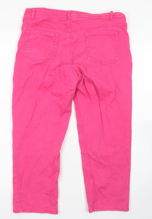 24/7 Womens Pink  Cotton Cropped Jeans Size 10 L20 in Regular Button
