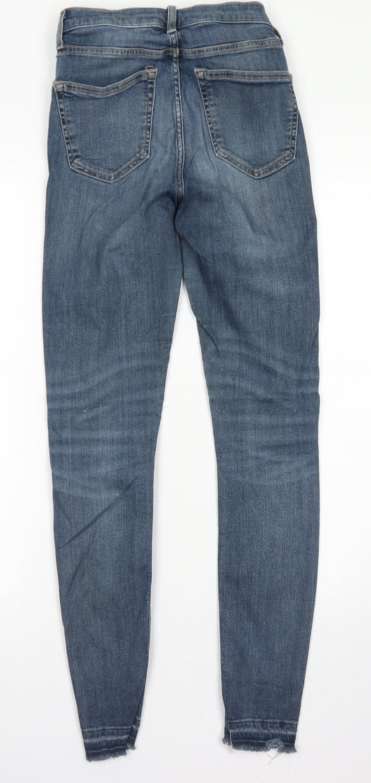 Topshop Womens Blue Cotton Skinny Jeans Size 26 in L32 in Regular Button