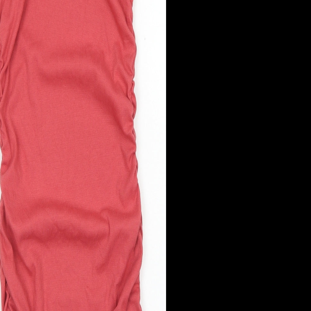 SheIn Womens Pink Cotton Bodycon Size M Round Neck - Ruched side detail