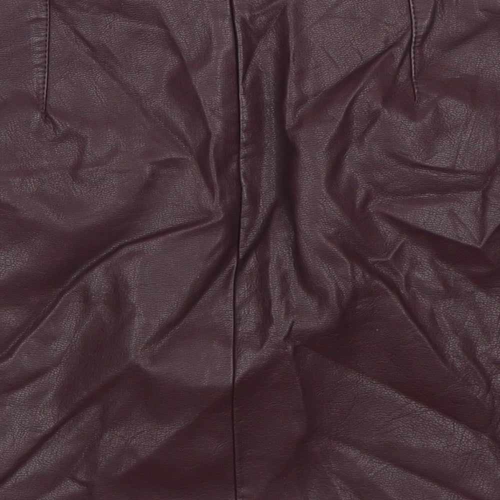 New Look Womens Purple Polyurethane A-Line Skirt Size 8 Zip