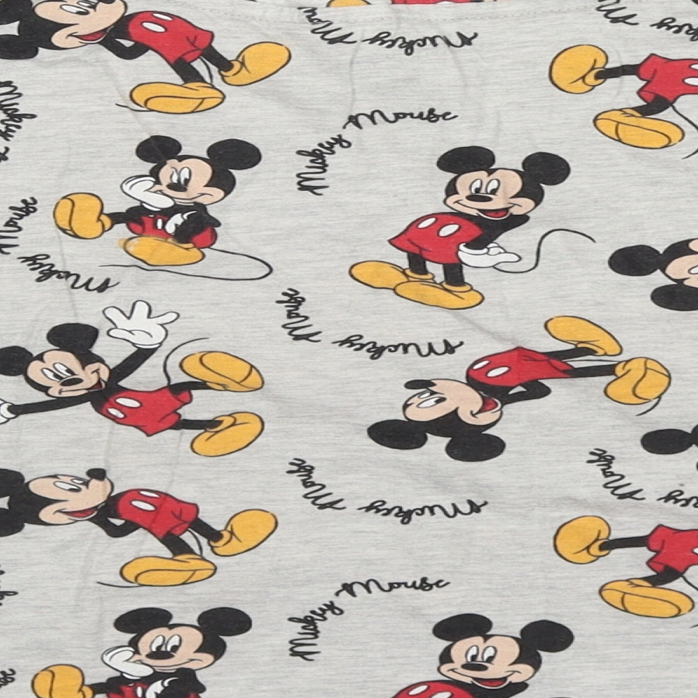 Brand and care label for Primark women’s grey solid cotton top pyjama top, size UK 12, - mickey mouse