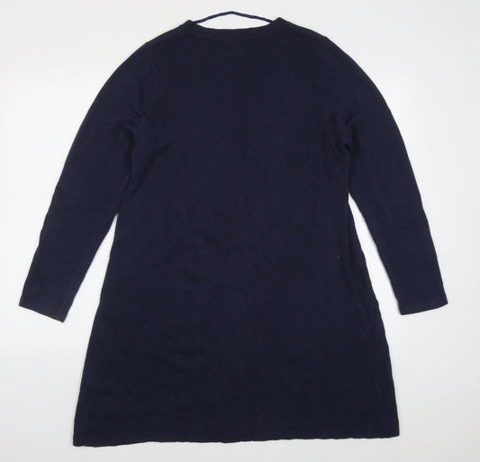 Primark Womens Blue Acrylic Jumper Dress Size 6 Round Neck Pullover