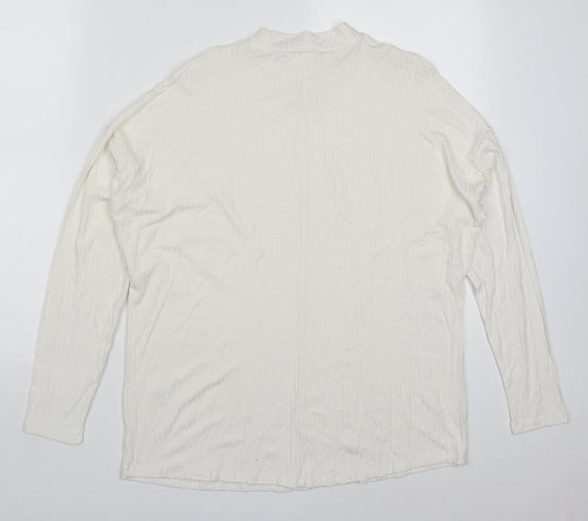 George Womens White Round Neck Viscose Pullover Jumper Size 12