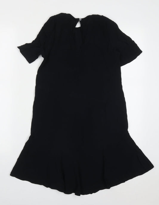 Monki Womens Black Viscose A-Line Size XS Round Neck Button