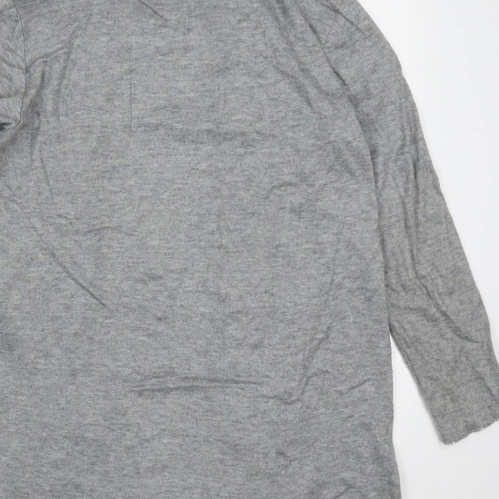 Luisa Perla Womens Grey V-Neck Acrylic Cardigan Jumper Size M