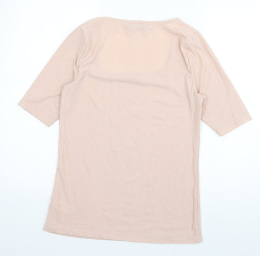 F&F Womens Pink Cotton Basic T-Shirt Size 12 Scoop Neck