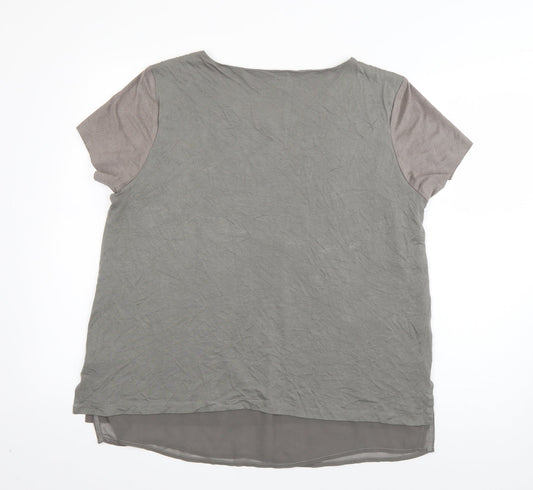 Womens UK Size M ecru Grey Basic T-Shirt