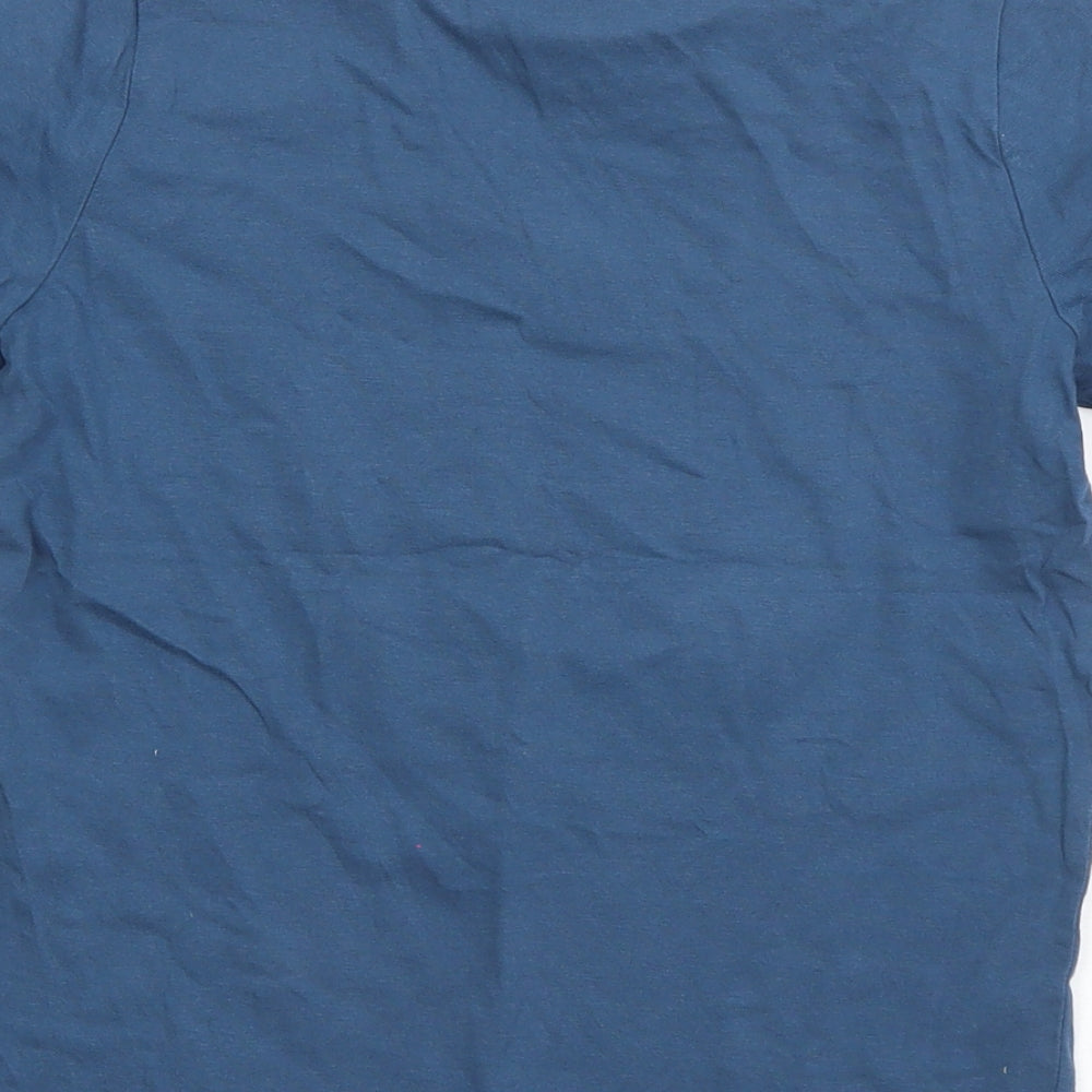 Brand and care label for Tu boys’ blue cotton basic t-shirt, size 7, years round neck pullover - sk8