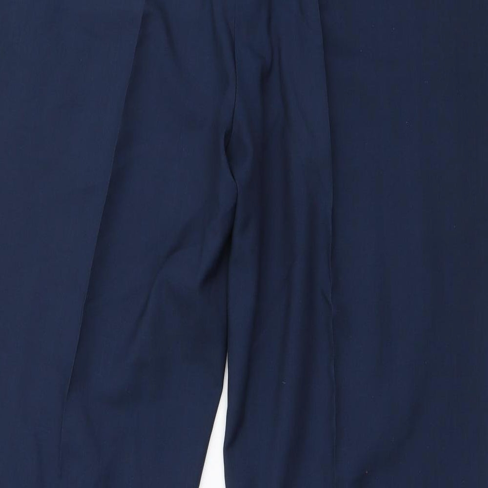 Haggar Mens Blue Polyester Trousers Size 38 in L30 in Regular Zip