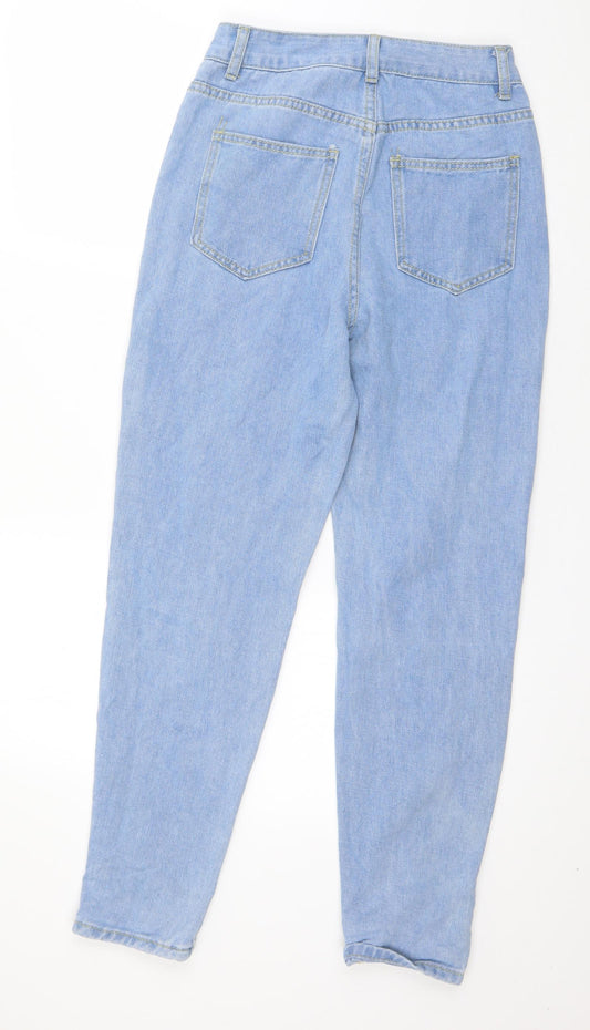 Boohoo Womens Blue Cotton Mom Jeans Size 6 L26 in Regular Button