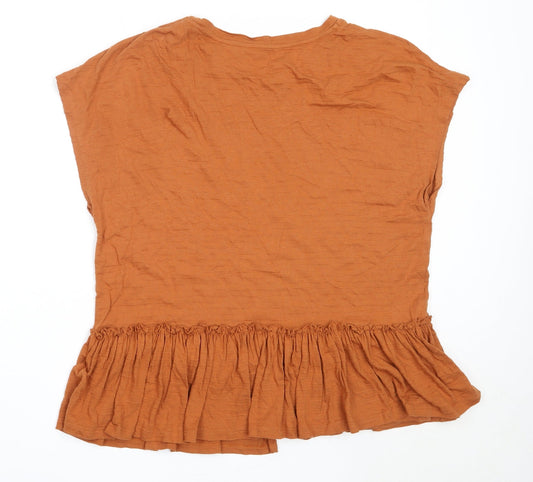 George Womens Brown Cotton Basic T-Shirt Size 14 Round Neck