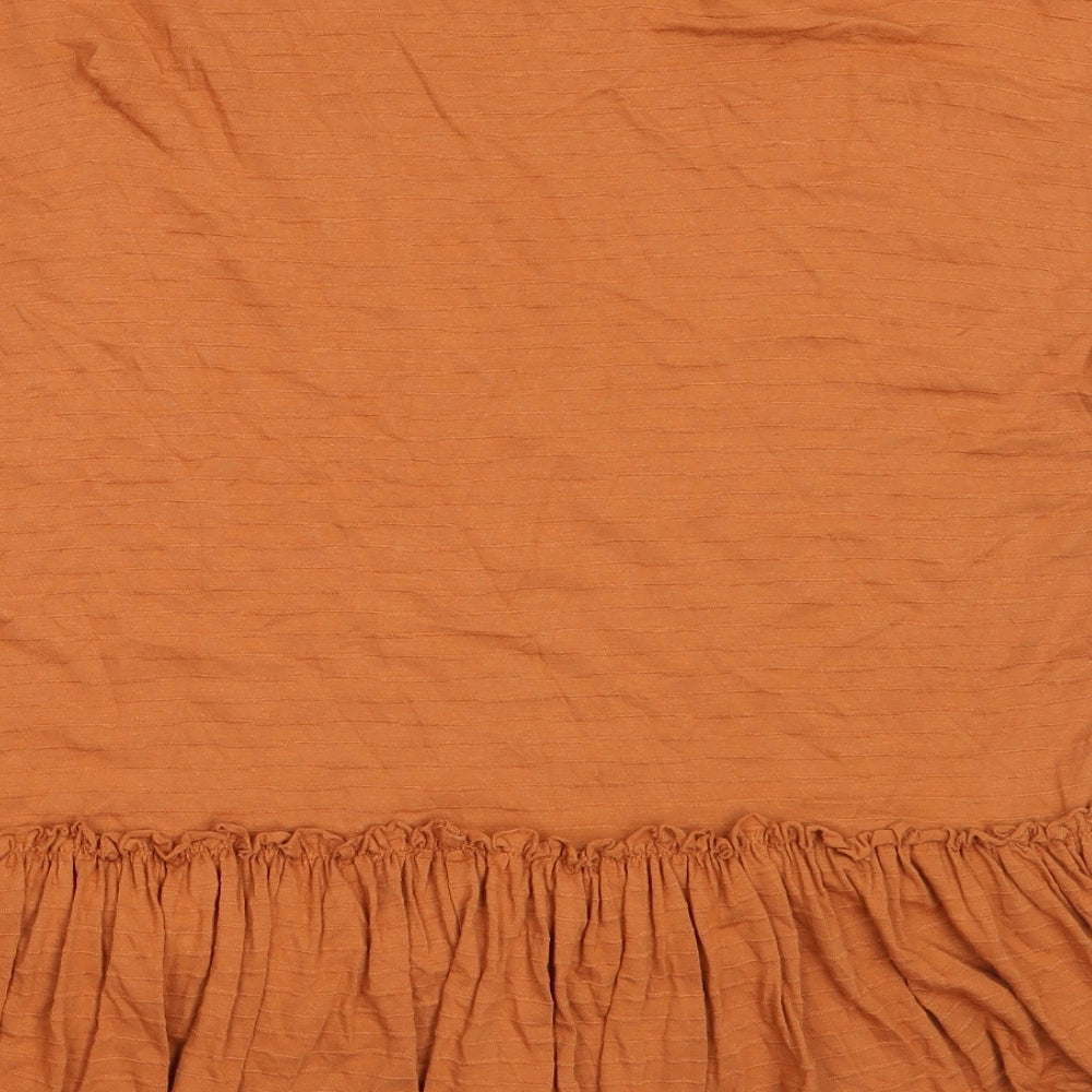 George Womens Brown Cotton Basic T-Shirt Size 14 Round Neck