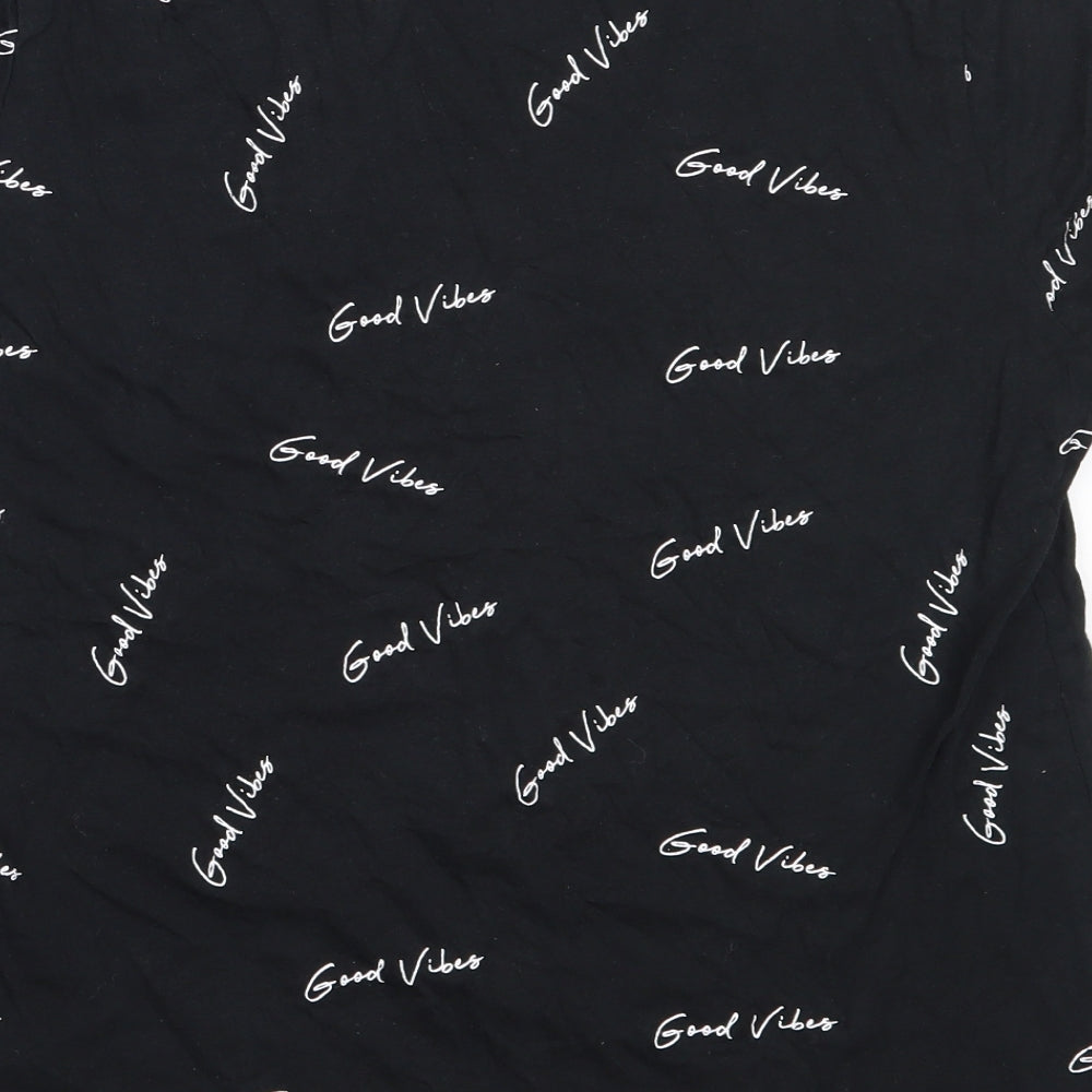 Primark Womens Black Cotton Basic T-Shirt Size L Round Neck