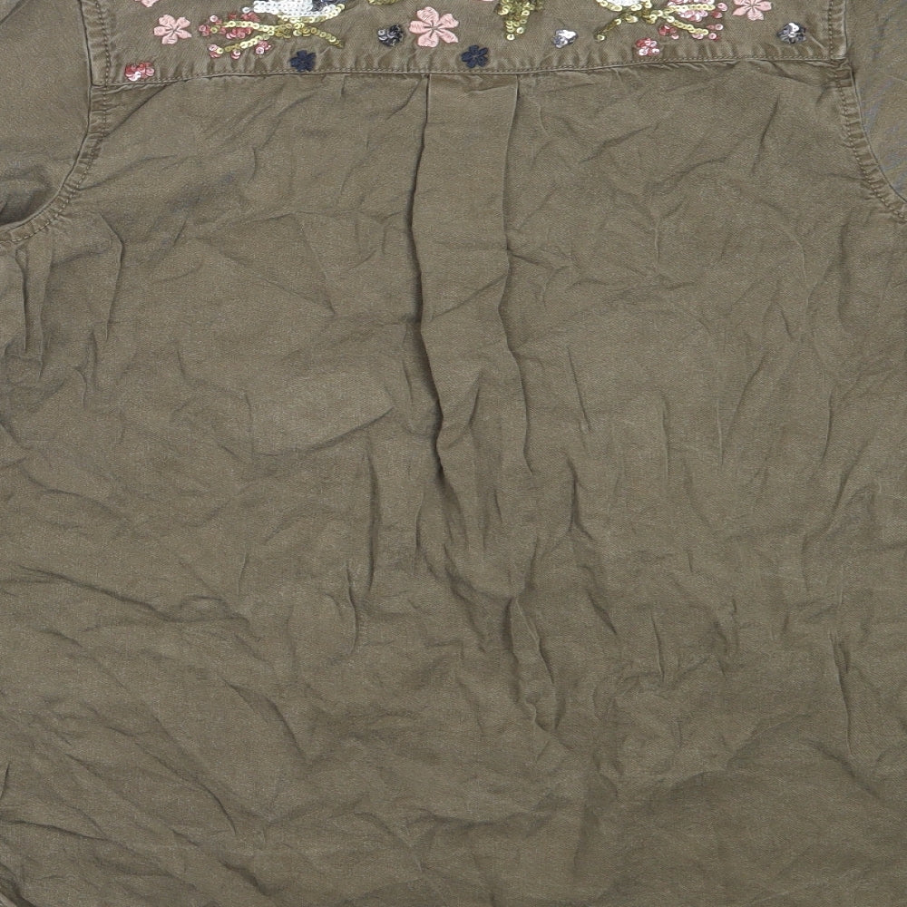 Papaya Womens Green Lyocell Basic Button-Up Size 10 Collared