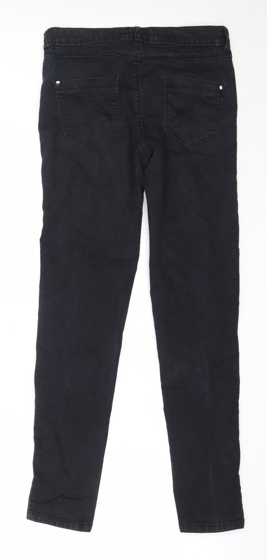 F&F Womens Black Cotton Skinny Jeans Size 10 L30 in Regular