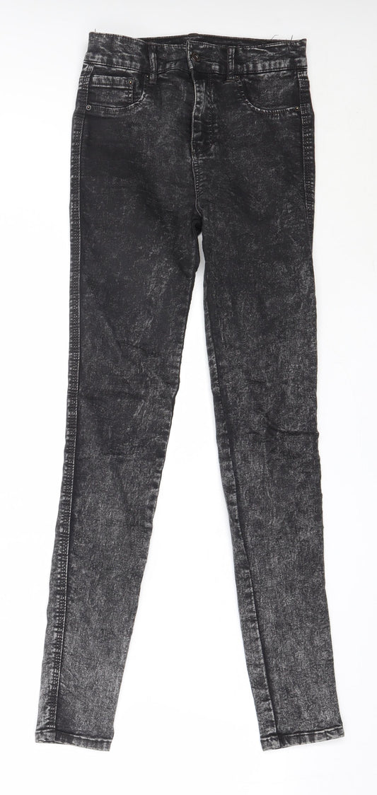 Additional front view of Pull&Bear women’s black cotton skinny jeans, size UK 34, 28.5-inch leg regular