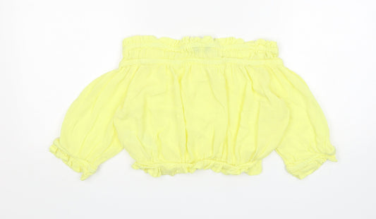 Womens UK Size 10 New Look Yellow Cropped Blouse