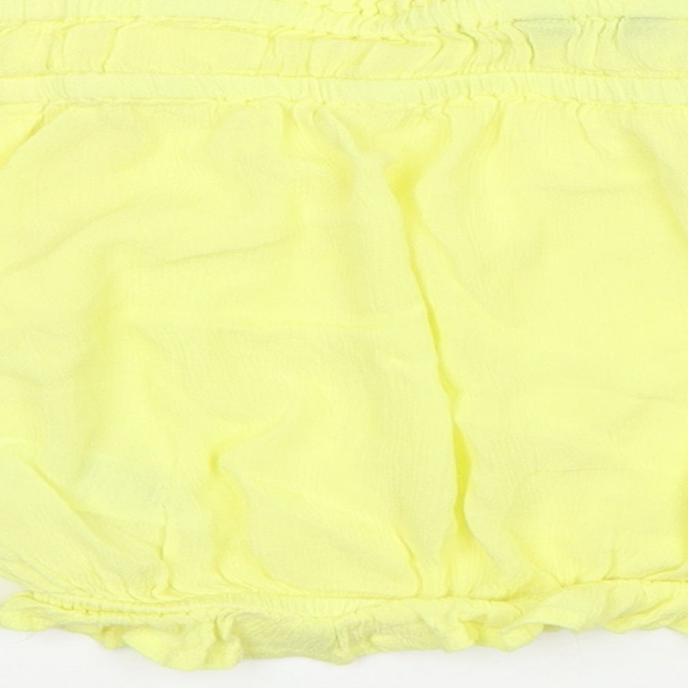 Womens UK Size 10 New Look Yellow Cropped Blouse
