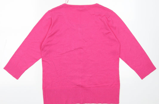 Womens UK Size M text Pink Cardigan Jumper