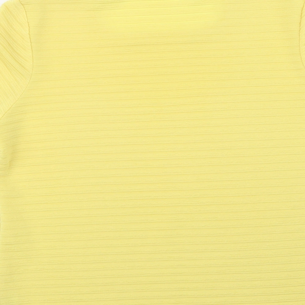 Platinum Womens Yellow Polyester Basic Blouse Size M Crew Neck